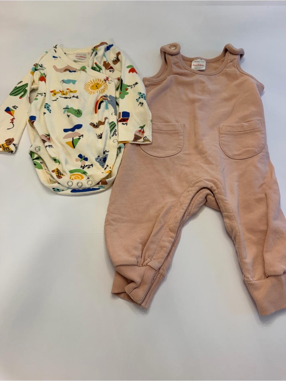 Hanna Andersson Baby Bundle 6-12M Organic Cotton Bodysuit + Overall Romper